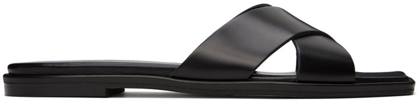 Tilbehør Aeyde Aeyde Sonia Leather Crisscross Slide Sandals Sort | A11-FS-BRNS08FL62-SS24-800-001, 0