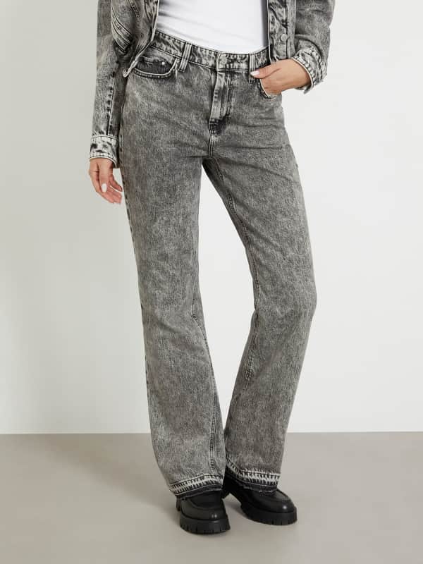 Bukser og jeans GUESS High Rise Straight Denim Pant Grå | W4RA33D56B3, 0