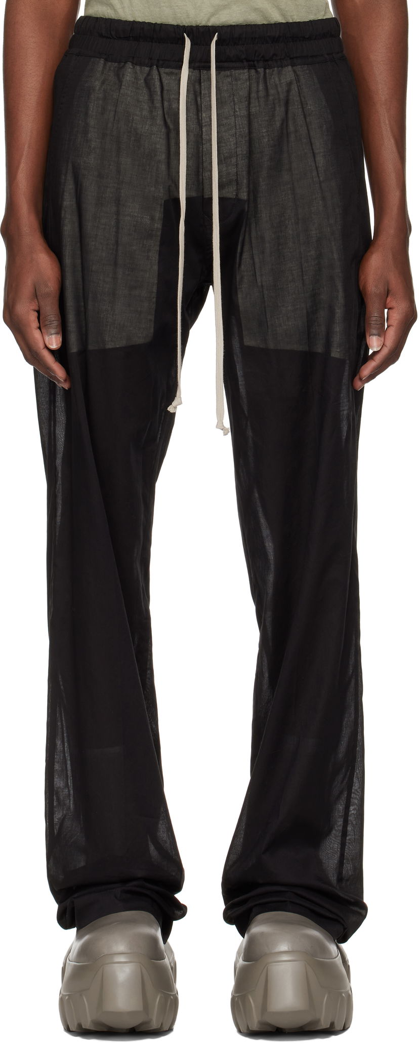Bukser Rick Owens Rick Owens Hollywood Dietrich Drawstring Trousers Sort | RU01E5378 CV