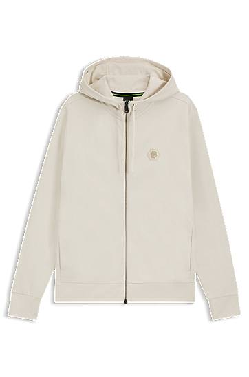 Sweatshirt BOSS Relaxed Fit Cotton Blend Hoodie with Monogram Beige | 50545581, 0