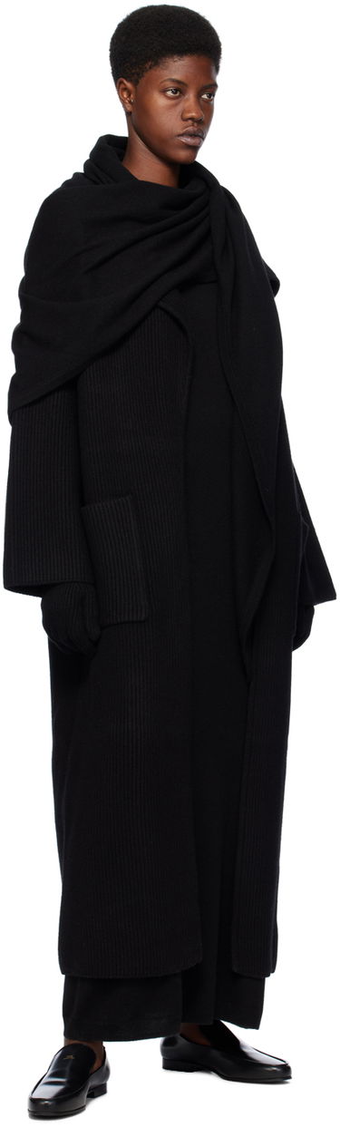 Frakker TOTEME Ribbed Longline Coat Sort | 241-WRT1018-YA0024, 3