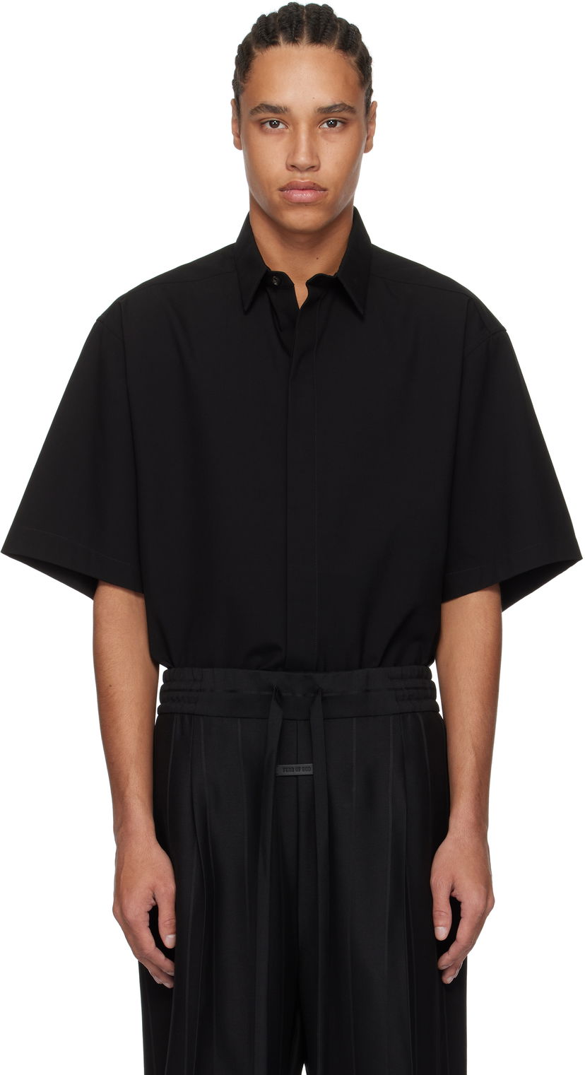 Skjorte Fear of God Fear of God Oxford Short Sleeve Shirt Sort | FGE250-518OXF