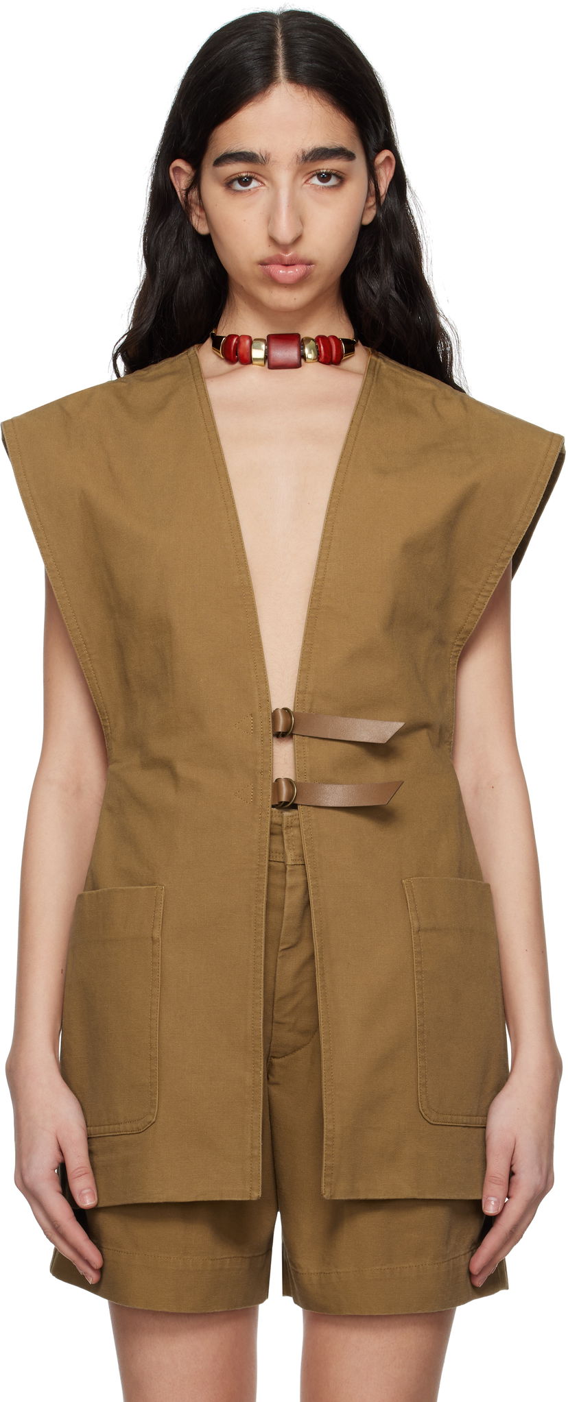 Vest ISABEL MARANT Isabel Marant Falila Cotton Canvas Vest Brun | GI0053FA-C2F01I