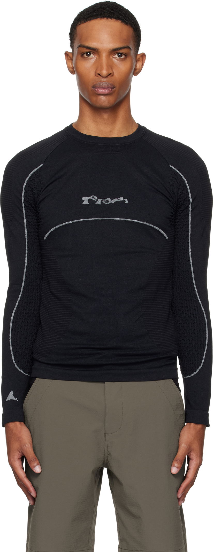 T-shirt ROA Seamless Long Sleeve T-Shirt Sort | RBMW0406YA49