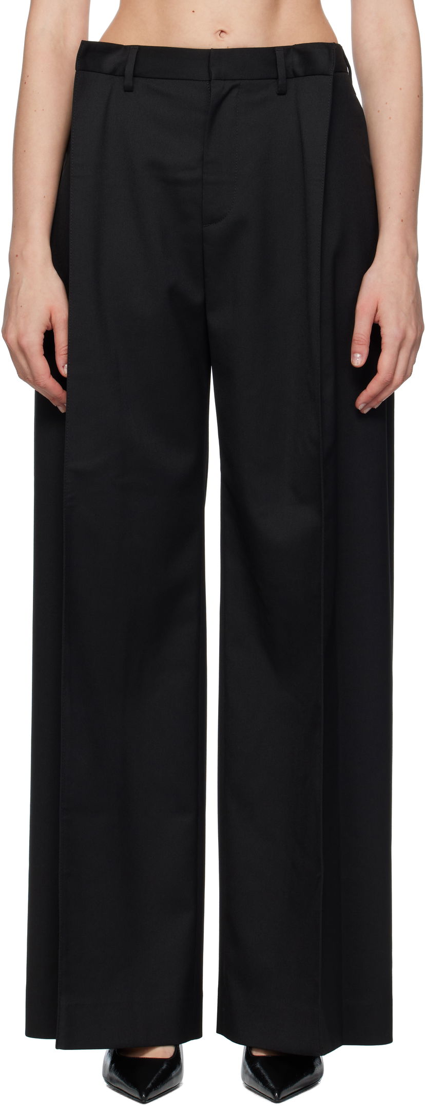 Bukser Maison Margiela MM6 Maison Margiela Tailoring Blend Wide-Leg Trousers Sort | S52KA0539 M35227