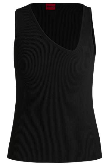Tanktop BOSS Knitted Top with Asymmetrical V-Neck Sort | 50518334