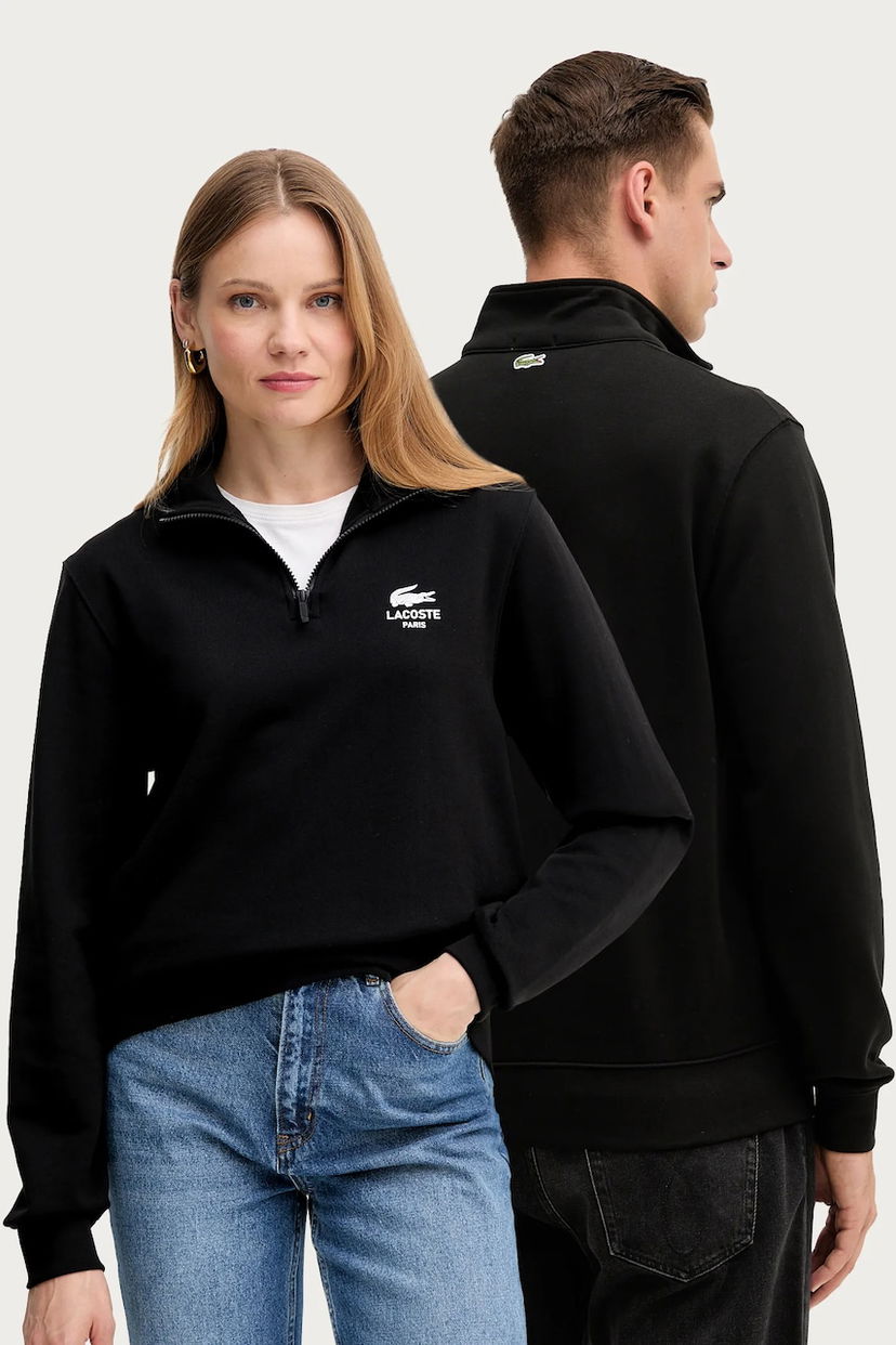 Sweatshirt Lacoste Cotton Half-Zip Sweatshirt with Paris Logo Print Sort | SH2735
