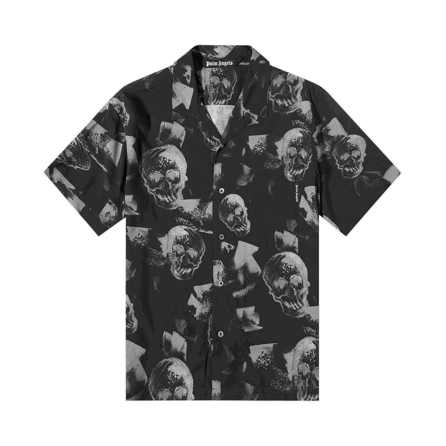 Skjorte Palm Angels Skull Print Bowling Shirt Sort | PMGA110F22FAB0091001, 0