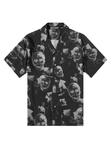 Skjorte Palm Angels Skull Print Bowling Shirt Sort | PMGA110F22FAB0091001