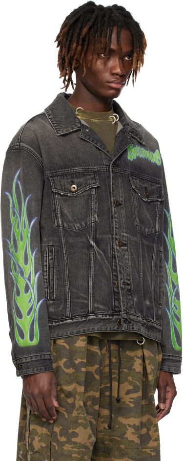 Jakke We11done We11done Blaze Logo Denim Jacket Sort | WD-DJ0-25-318-U-BK, 1