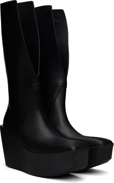 Tøj Rick Owens Rick Owens Hollywood Sliver Platform Winged Kowboys Tall Boots Sort | RP01E7833 LOO, 3
