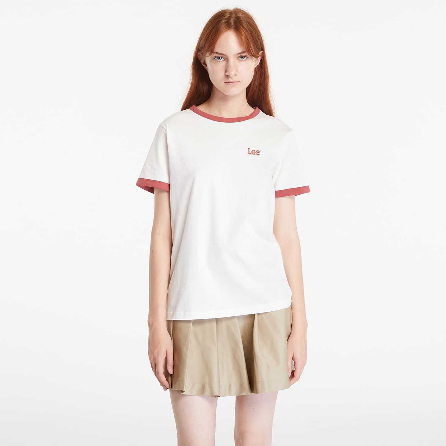 T-shirt Lee Ringer Tee Ecru Hvid | 112355184, 0