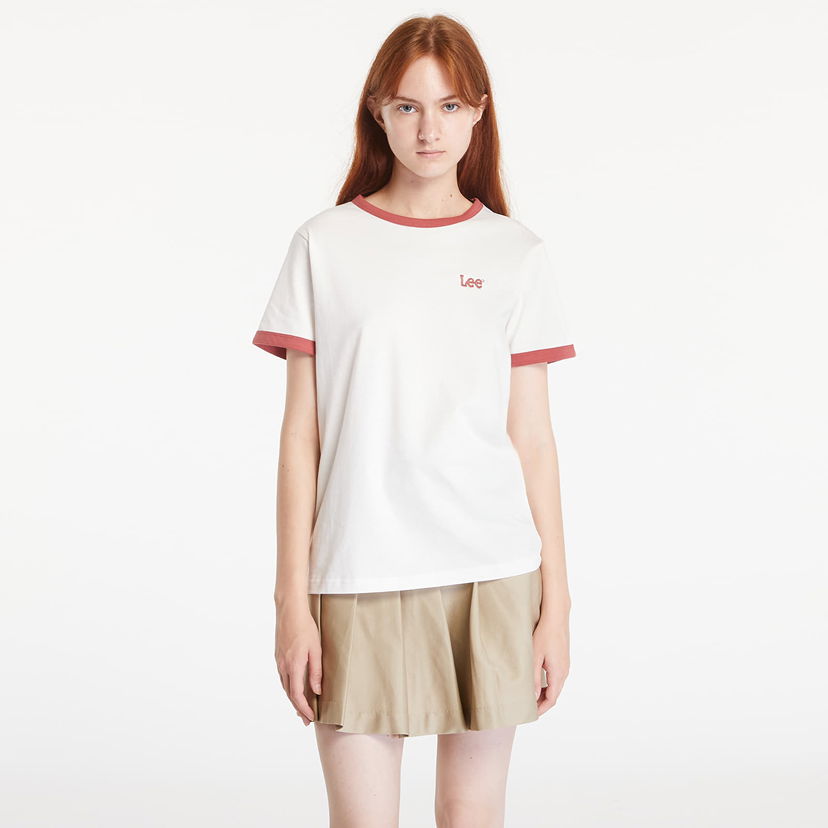 T-shirt Lee Ringer Tee Ecru Hvid | 112355184