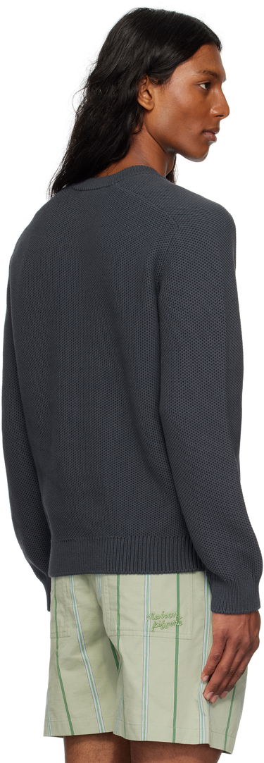 Sweater MAISON KITSUNÉ Kitsuné Varsity Embroidered Mesh Sweater Grå | OM00808KT1137, 2