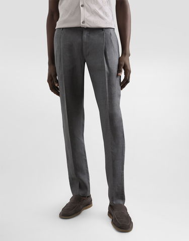 Bukser Dolce & Gabbana Dolce & Gabbana Washed Linen Canvas Trousers Grå | GP06JTFU4MFN0701, 3