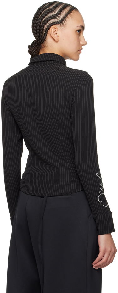 Skjorte Ottolinger Ottolinger Pinstriped Zip Shirt Sort | 1103003, 2