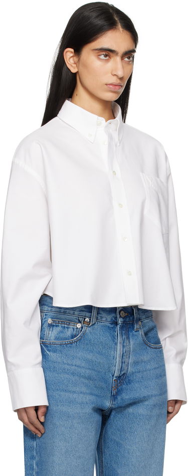 Skjorte AMI AMI Paris Cropped Oversized Shirt Hvid | USH123.CO0031, 4