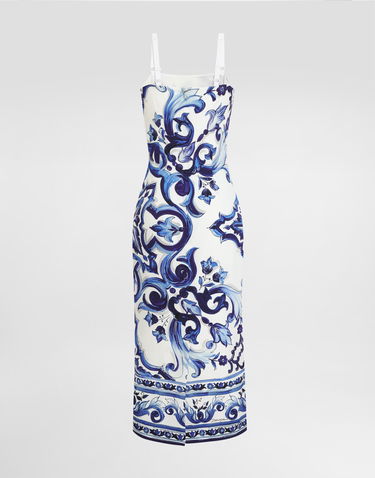 Kjole Dolce & Gabbana Dolce & Gabbana Majolica-Print Silk Dress Blå | I6KH3WHPAB8HA3TN, 1