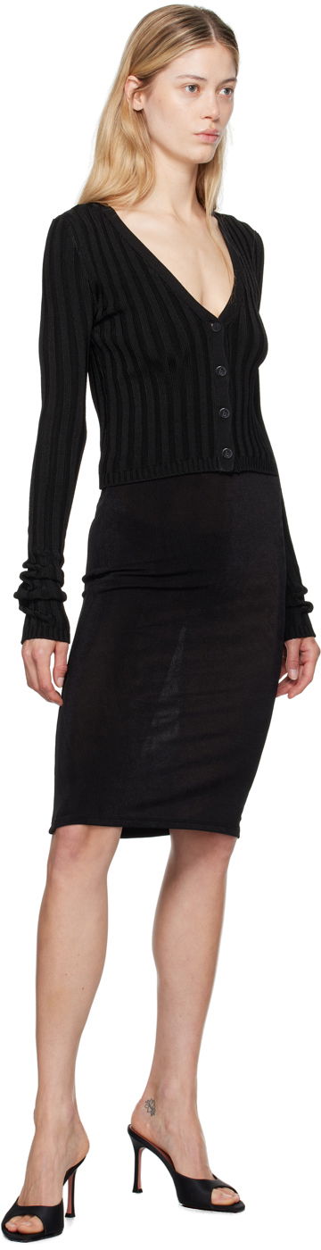 Sweater GUIZIO Guizio Slinky Rib Knit Cardigan Sort | P24108S023, 3