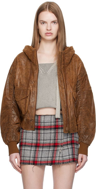 Bomberjakke R13 R13 Shirred Oversized Leather Bomber Jacket Brun | R13WR429-R540A, 0