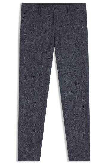 Bukser BOSS Slim-Fit Micro-Patterned Virgin Wool Trousers Mørkeblå | 50551584