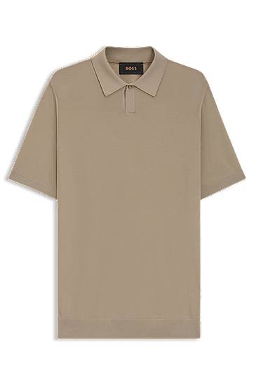 Polo skjorte BOSS Merino Wool Knit Polo with Natural Stretch Beige | 50543220