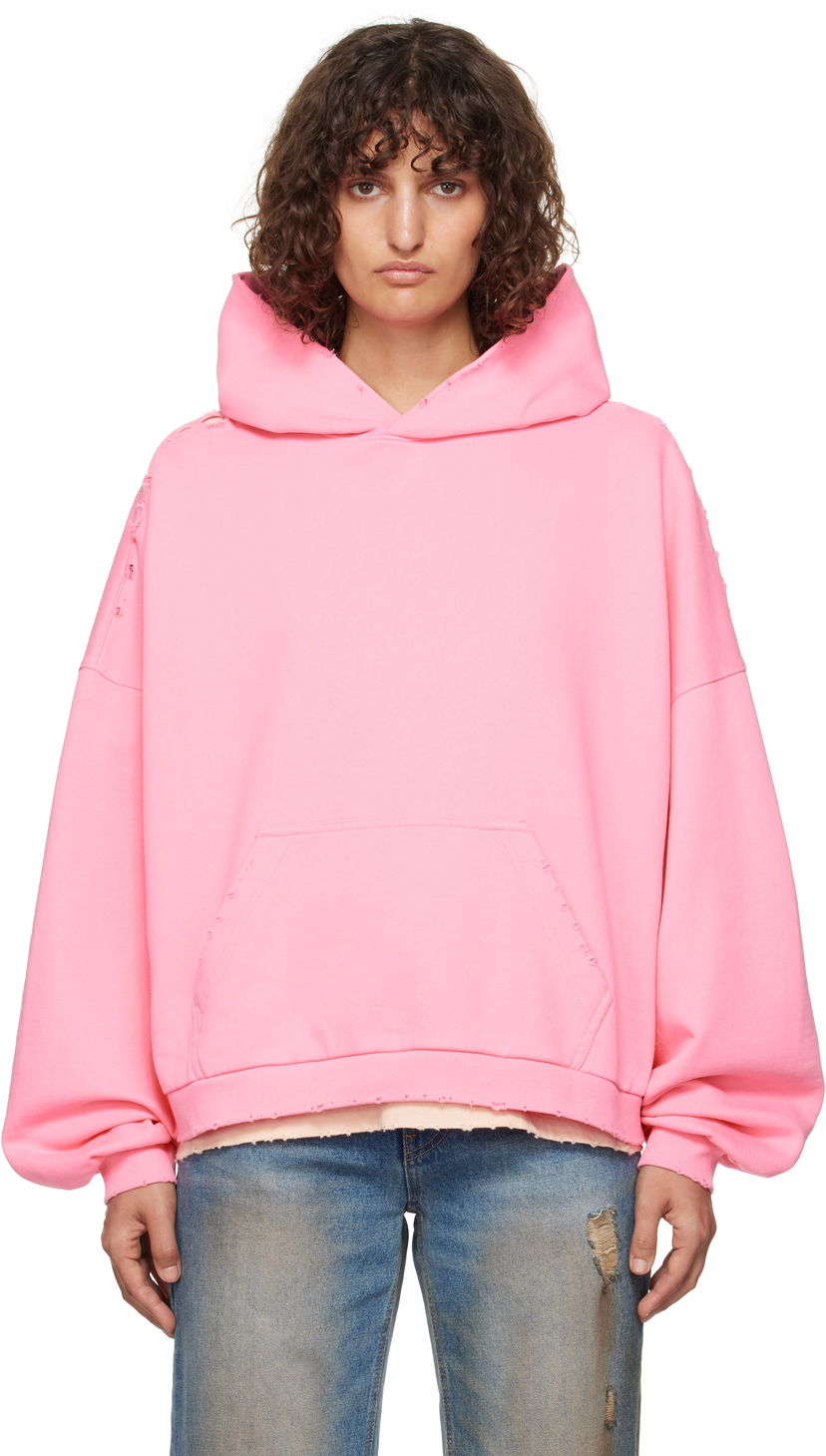 Sweatshirt We11done Monster Pony Distressed Hoodie Lyserød | WD-TH3-24-828-U-PK