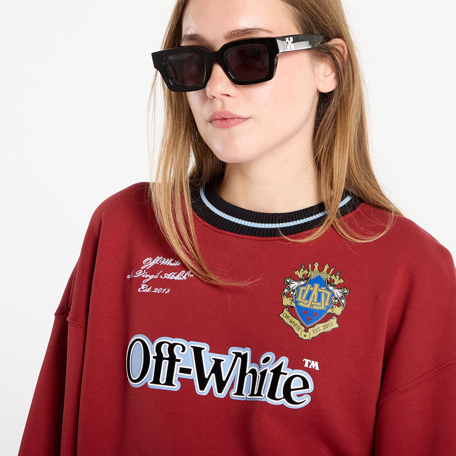 Sweatshirt Off-White Off-White Sporty Over Crew Sweatshirt Bourgogne | OWBA075F25FLE0032610, 1
