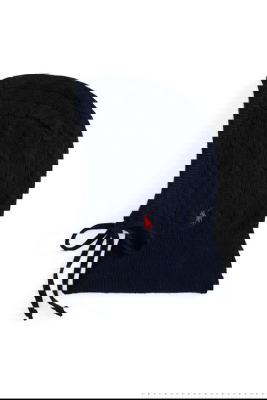Kasketter og hatte Polo by Ralph Lauren Cable-Knit Balaclava with Ties Mørkeblå | 455981427, 0