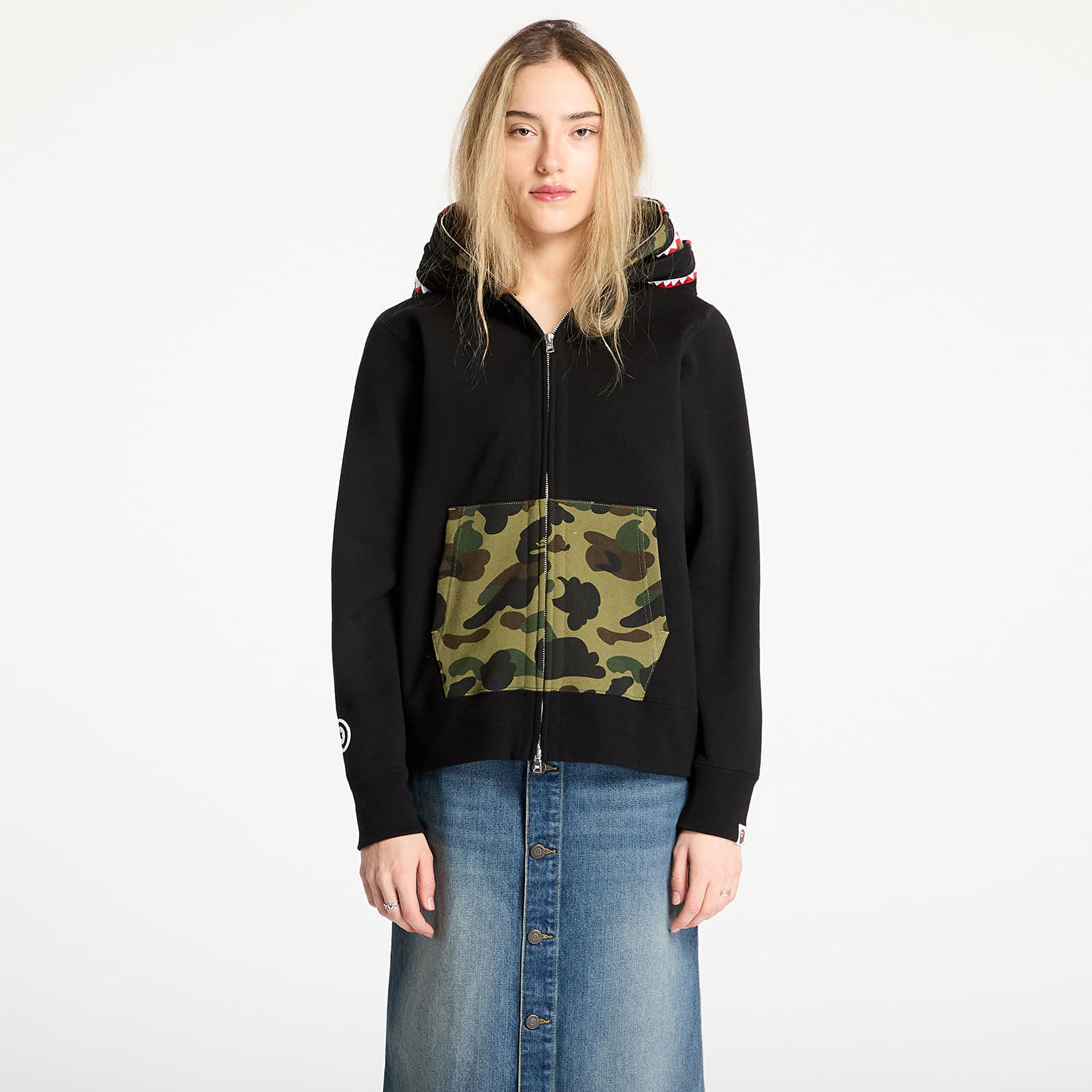 Sweatshirt BAPE A BATHING APE 1st Camo Shark Full Zip Double Hoodie Sort | 001ZPL301007MBLK, 1