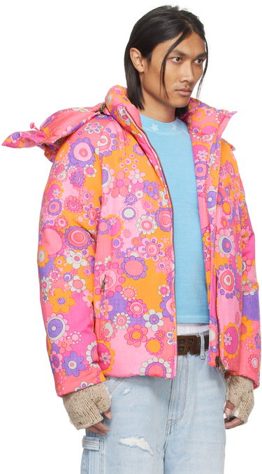 Puffer jakke ERL Floral Print Down Jacket Lyserød | ERL07C103, 1