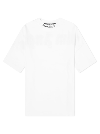 T-shirt Palm Angels Double Printed Oversize Mock Neck Logo Tee Hvid | PMAA002S21JER0040132