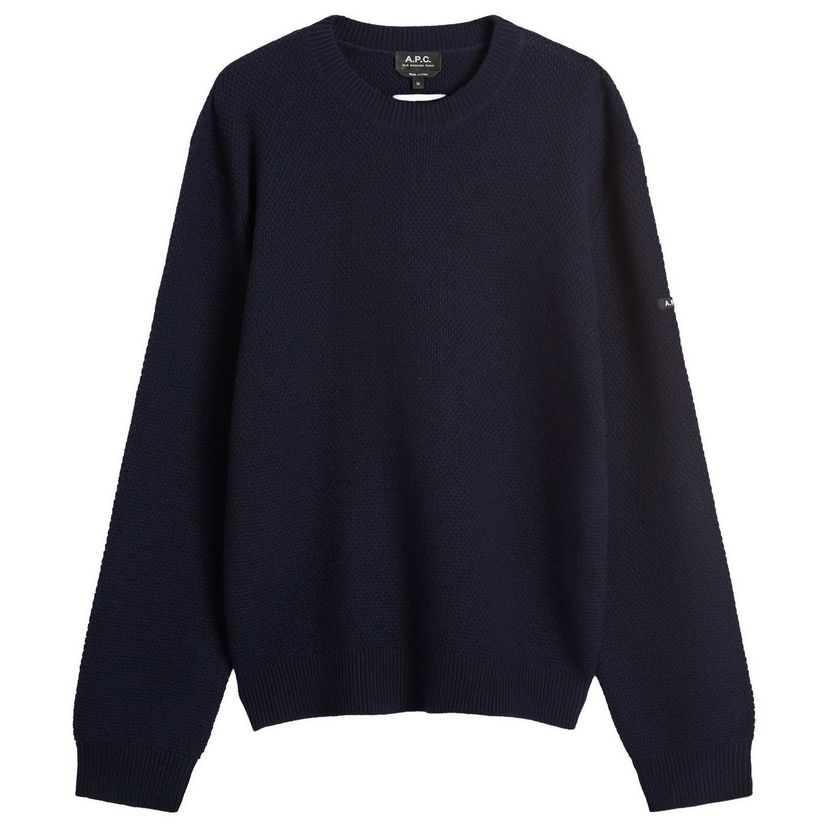 Sweater A.P.C. Men's Thomas Waffle Knit Jumper, Size Small Mørkeblå | WVBCZ-H23434-IAK