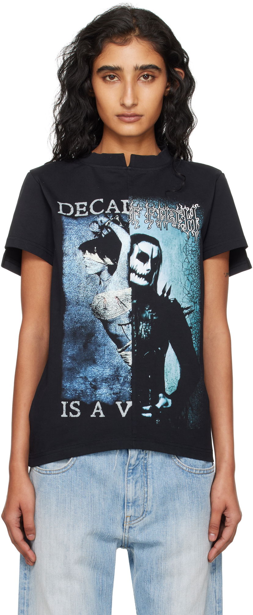 T-shirt VETEMENTS VETEMENTS Cradle of Filth Cut-Up Fitted T-Shirt Sort | WCF76TR960BB