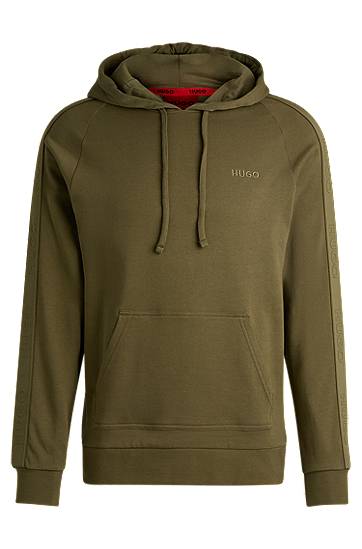Sweatshirt BOSS HUGO Cotton-Terry Hoodie with Logo Tape Sleeves Grøn | 50520502