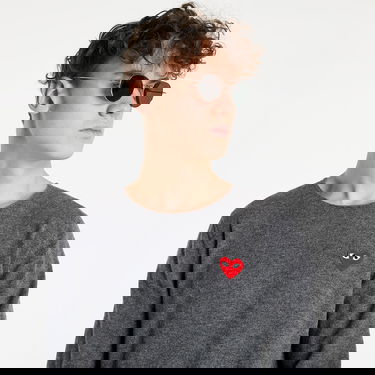 Sweater Comme des Garçons PLAY Red Heart Crewneck Jumper Grå | AZN068 Mid Grey, 0