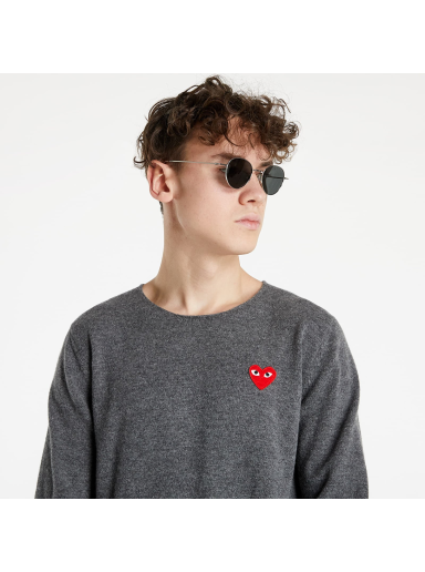 Sweater Comme des Garçons PLAY Red Heart Crewneck Jumper Grå | AZN068 Mid Grey