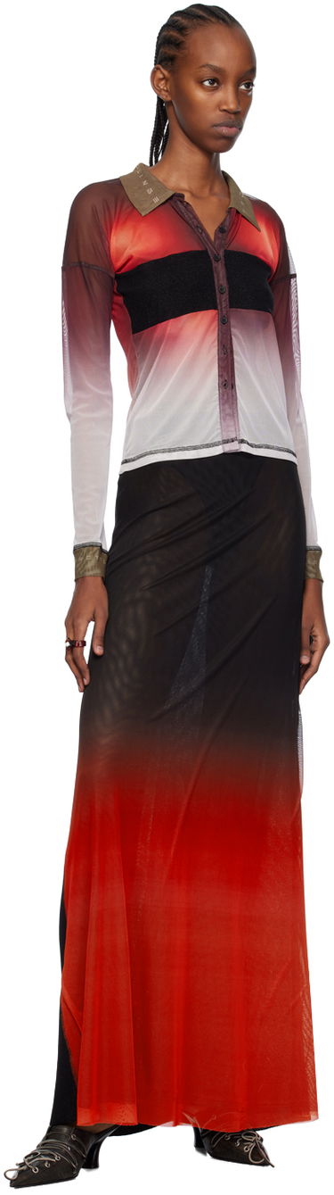 Polo skjorte Ottolinger Ottolinger Semi-Sheer Long Sleeve Polo Rød | 103401, 3
