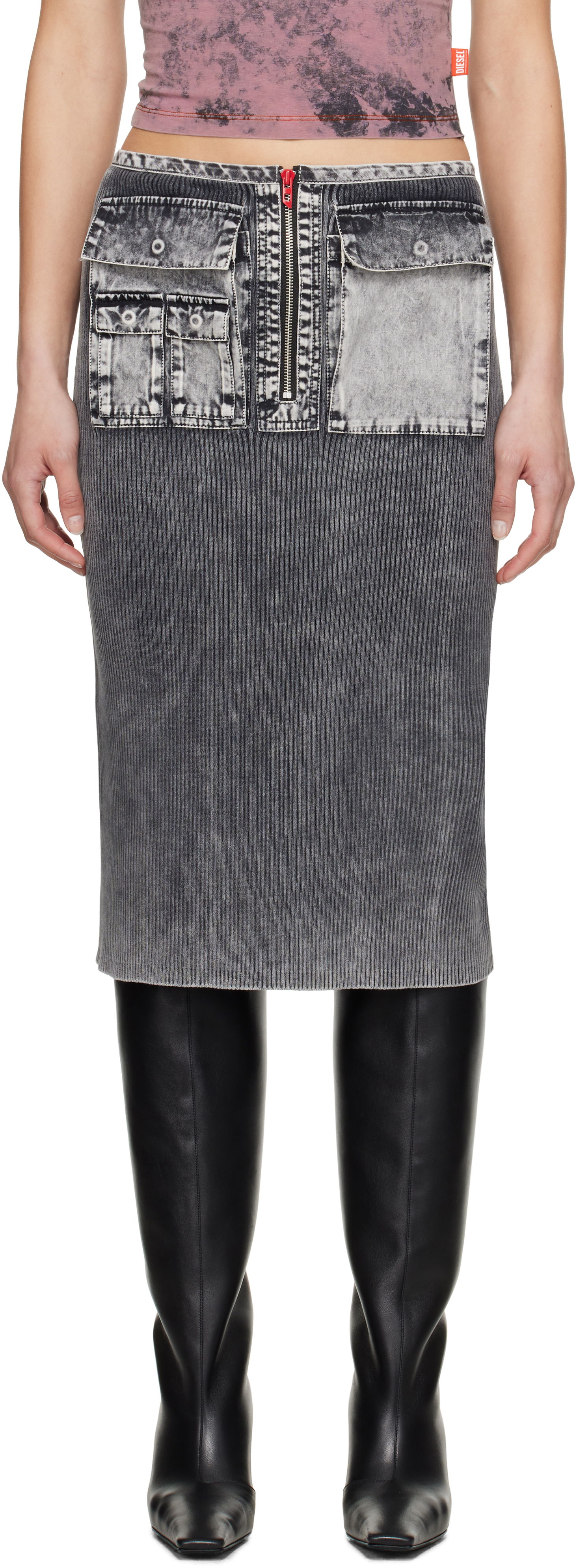 Nederdel Diesel Diesel M-Meryn Midi Skirt Grå | A17470 0QMAN, 0