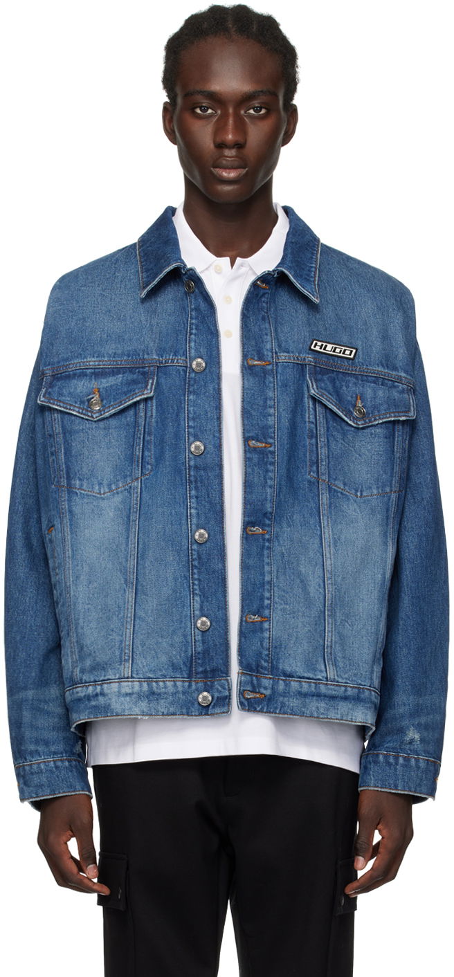 Jakke BOSS Hugo Relaxed-Fit Denim Jacket "Indigo" Mørkeblå | 50509689, 0