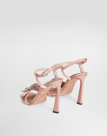 Tilbehør Dolce & Gabbana Dolce & Gabbana Velvet Sandals With Crystal Buckle Lyserød | CR1792A9S2089077, 2
