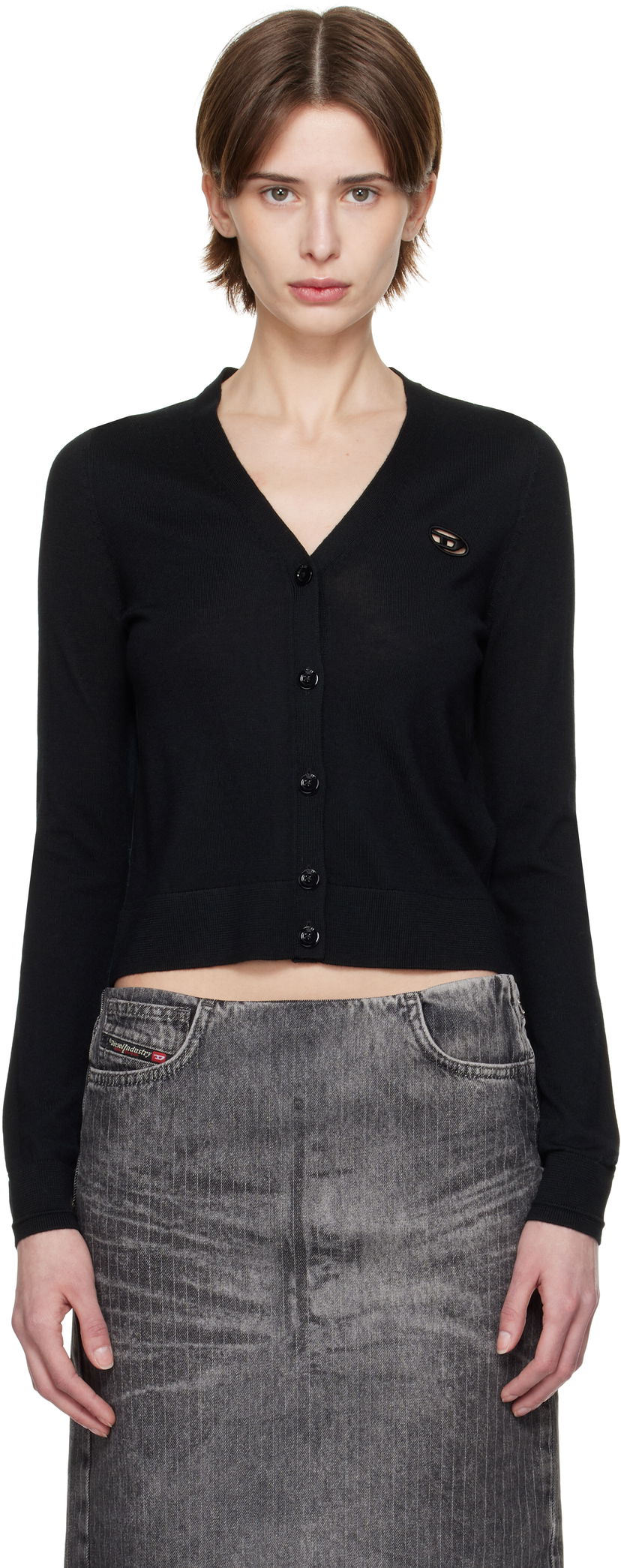 Sweater Diesel M-Alima Cropped Cardigan Sort | A17499 0DCCH