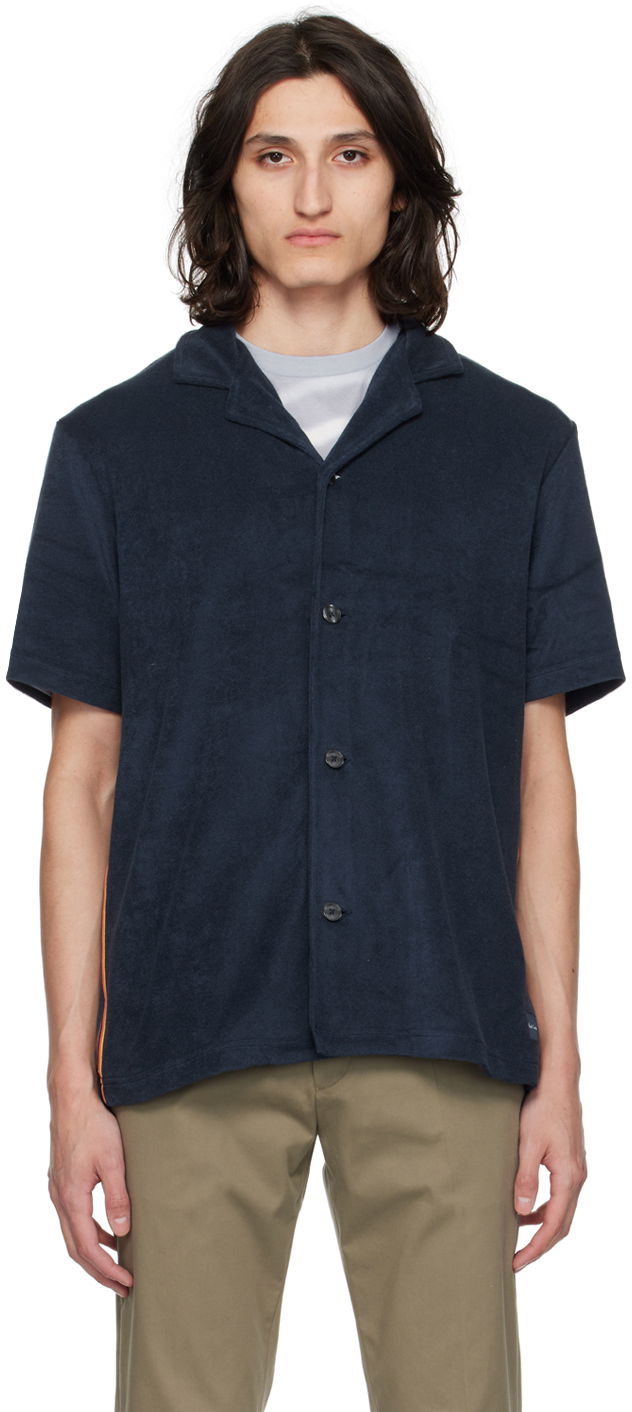 Skjorte Paul Smith Paul Smith Artist Stripe Resort Shirt Mørkeblå | M1A-594-MU477-48