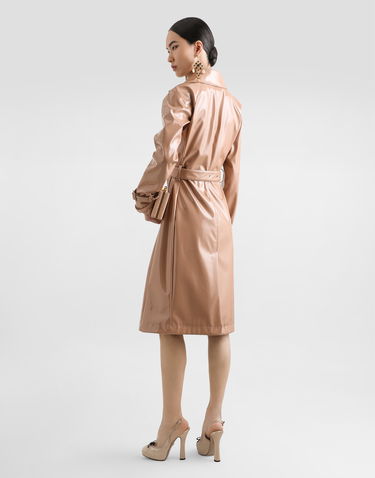 Trenchcoat Dolce & Gabbana Dolce & Gabbana Faux Leather Trench Coat Beige | F0W3WTFUSW7M0179, 2
