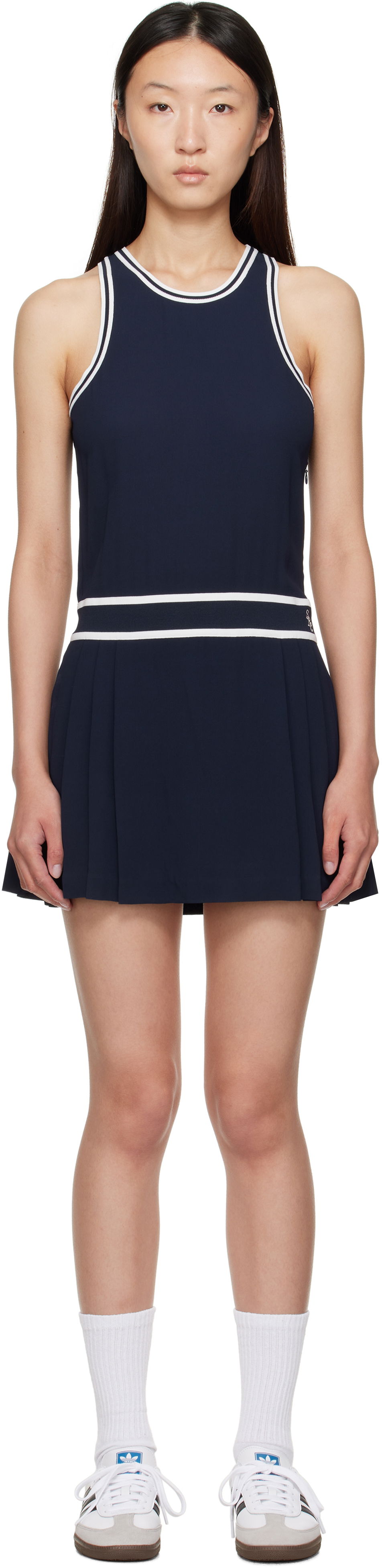 Kjole Sporty & Rich Sleeveless Pleated Phoebe Minidress Mørkeblå | DR004602302BL83, 0