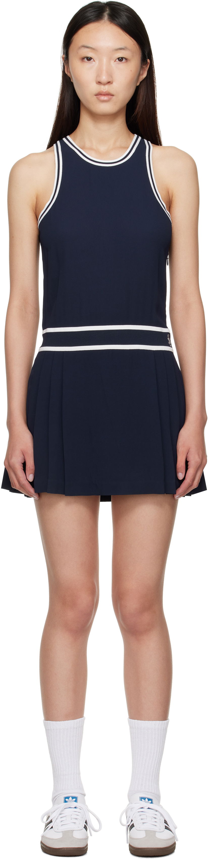 Kjole Sporty & Rich Sleeveless Pleated Phoebe Minidress Mørkeblå | DR004602302BL83