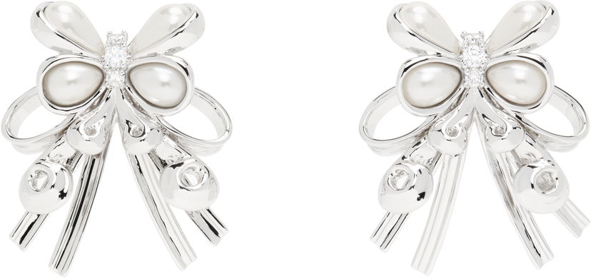 Øreringe SHUSHU/TONG SHUSHU/TONG YVMIN Edition Pearl and Crystal Bow Earrings Hvid | 24714SLV00DN2