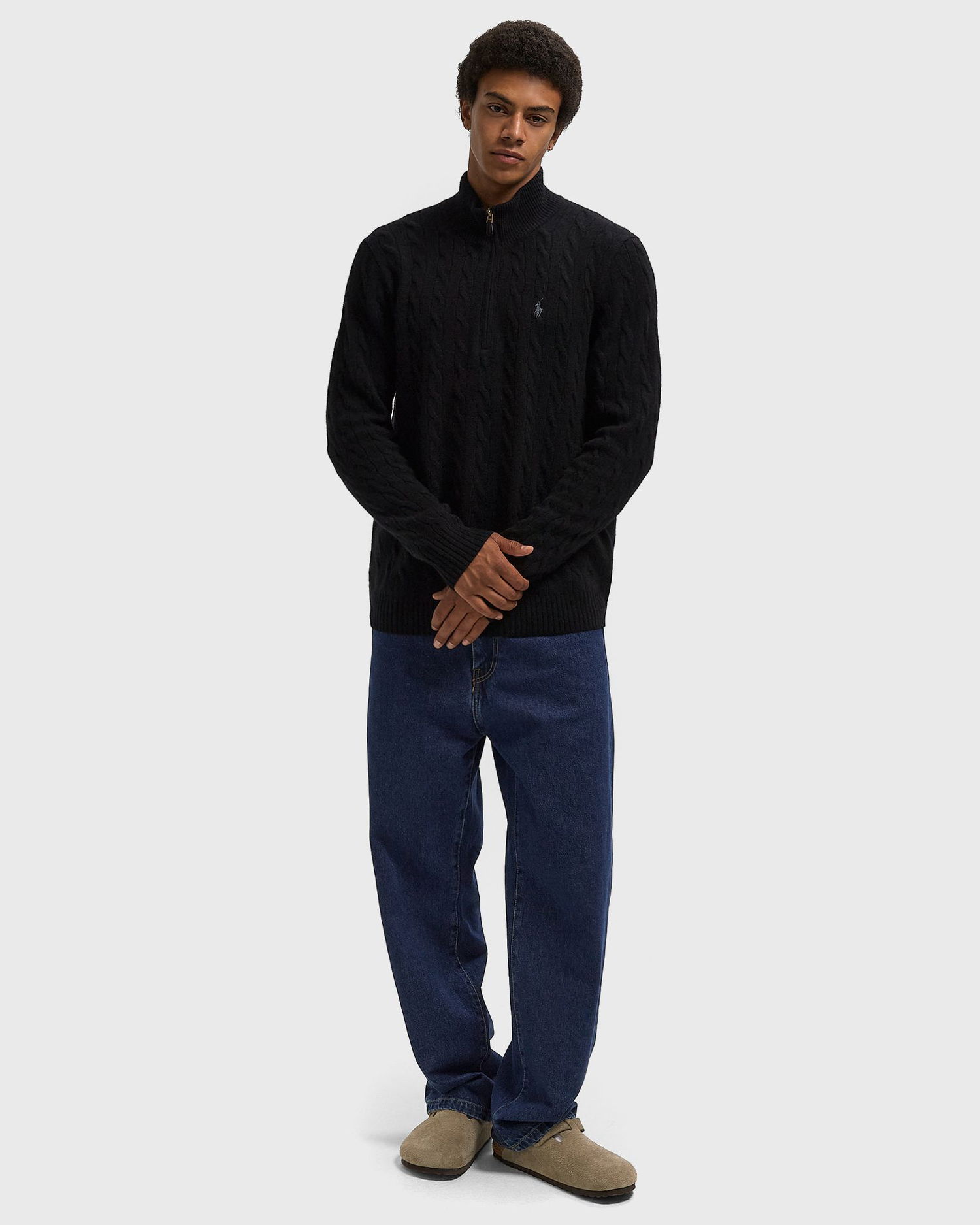 Sweater Polo by Ralph Lauren Cable Knit Quarter-Zip Mock Neck Sweater Sort | 710876766005, 1