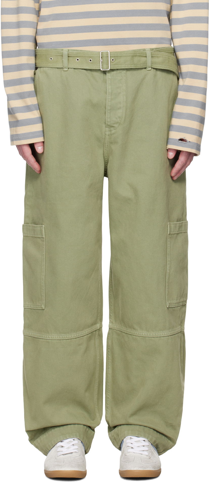 Cargo bukser MAISON KITSUNÉ Belted Utility Denim Cargo Pants Grøn | OM01104WD4012