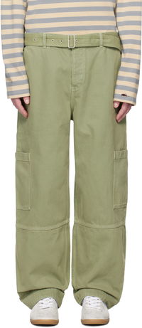 Belted Utility Denim Cargo Pants